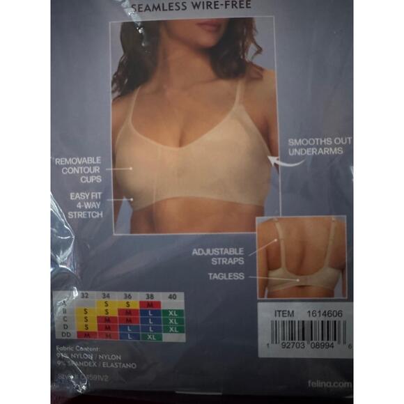 NWT Felina Wireless Seamless Side‐Smoothing Bra 2‑Pack – Large – Nude & Nude - Picture 7 of 8